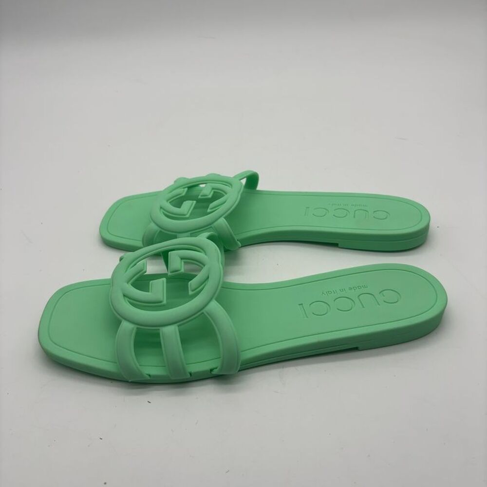 Gucci Mint Green Rubber Slide Sandals - Picture 4 of 6